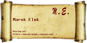 Marek Elek névjegykártya